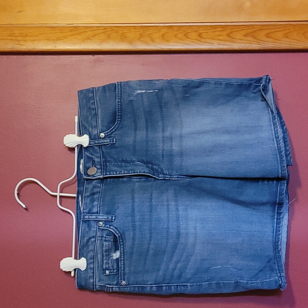 Distressed jean shorts